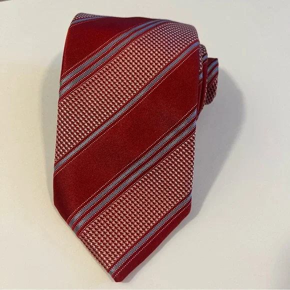 Canali, Red, Striped, 100% Silk, Made in Italy,‎ Men's Tie